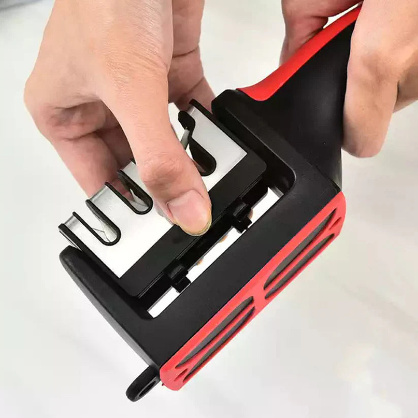 4-Stage Kitchen Knife Sharpener – Non-Slip Manual Sharpening Tool for Straight & Serrated Blades
