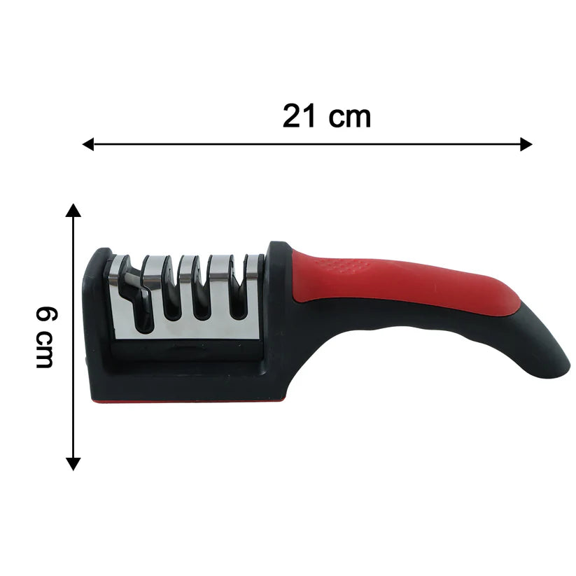 4-Stage Kitchen Knife Sharpener – Non-Slip Manual Sharpening Tool for Straight & Serrated Blades