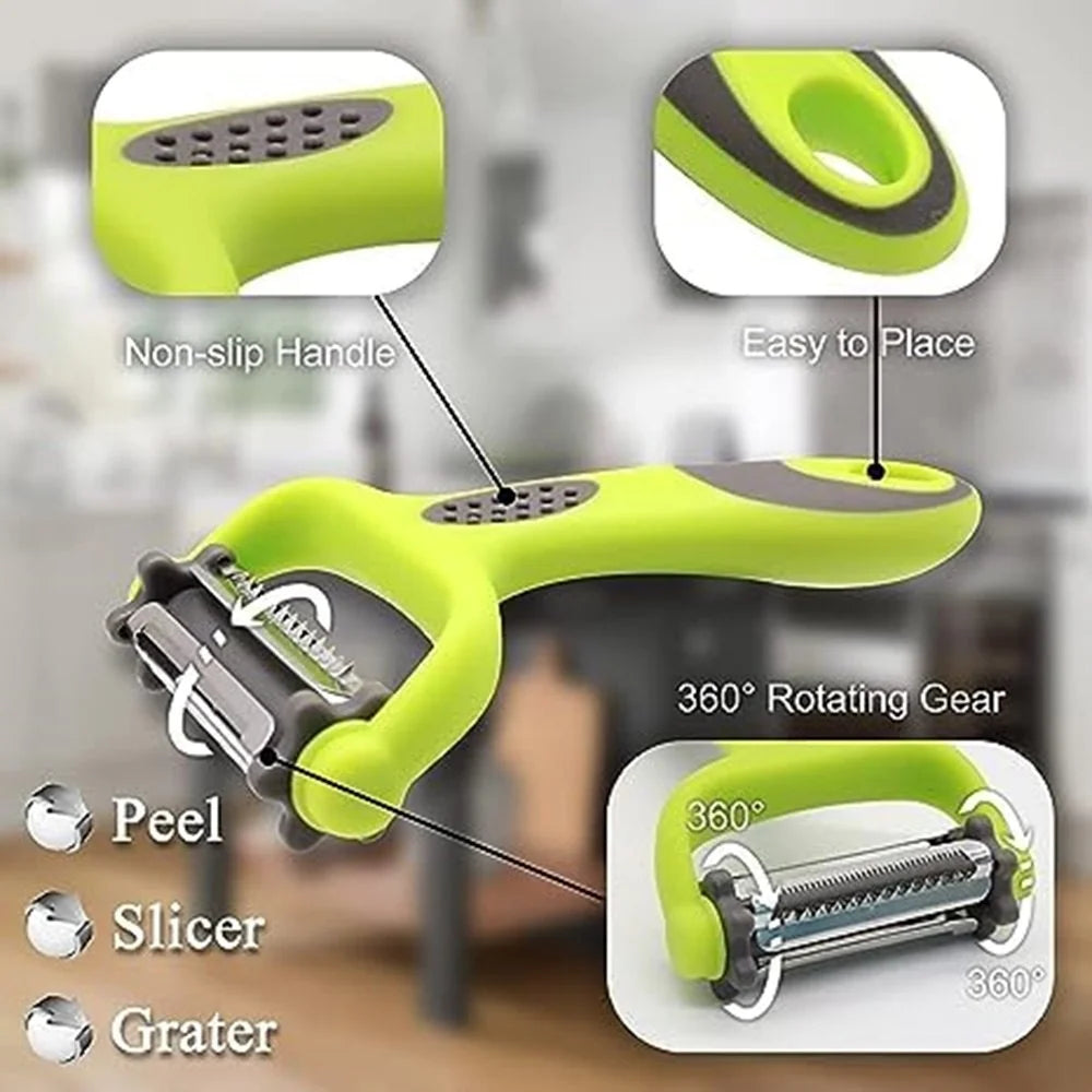 3 in 1 Fruit and Vegetable Peeler Multifunction Stainless Steel Manual Kitchen Peeler