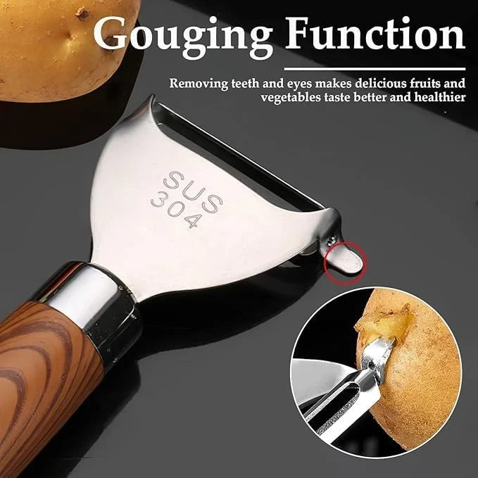 Stainless Steel Julienne Vegetable Peeler Multi-Functional Dual-Edge Blade Manual Kitchen Tool