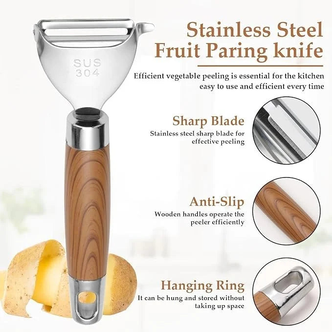 Stainless Steel Julienne Vegetable Peeler Multi-Functional Dual-Edge Blade Manual Kitchen Tool