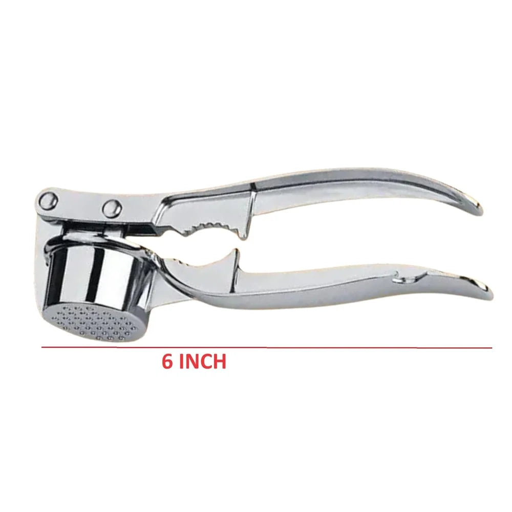 Garlic Crusher with Nutcracker | Stainless Steel Multi-Function Manual Garlic Press for Kitchen