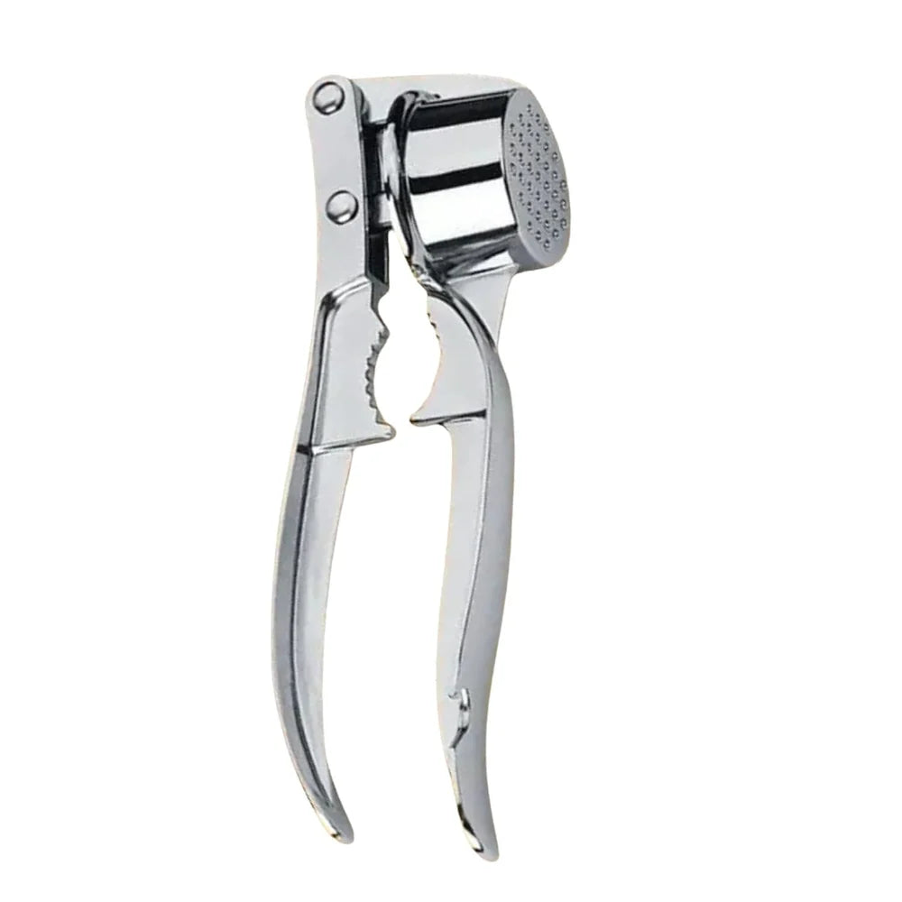 Garlic Crusher with Nutcracker | Stainless Steel Multi-Function Manual Garlic Press for Kitchen
