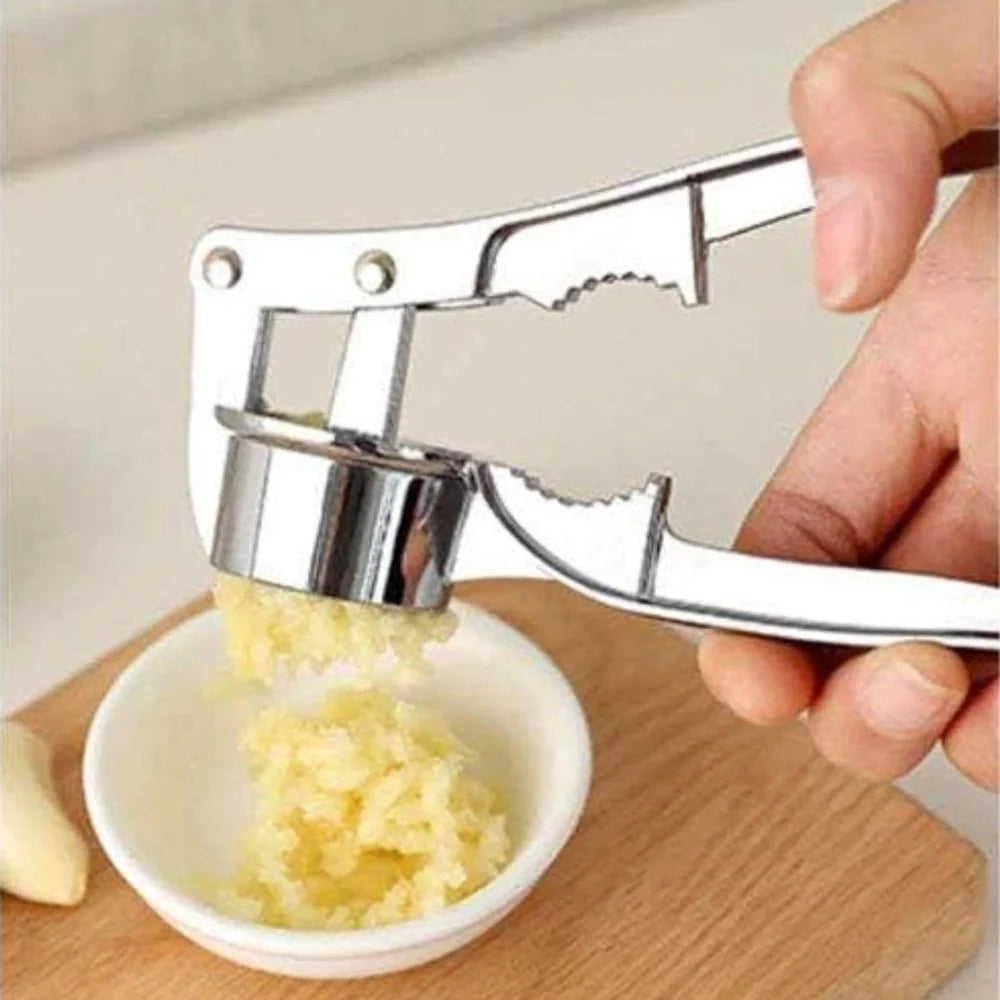 Garlic Crusher with Nutcracker | Stainless Steel Multi-Function Manual Garlic Press for Kitchen