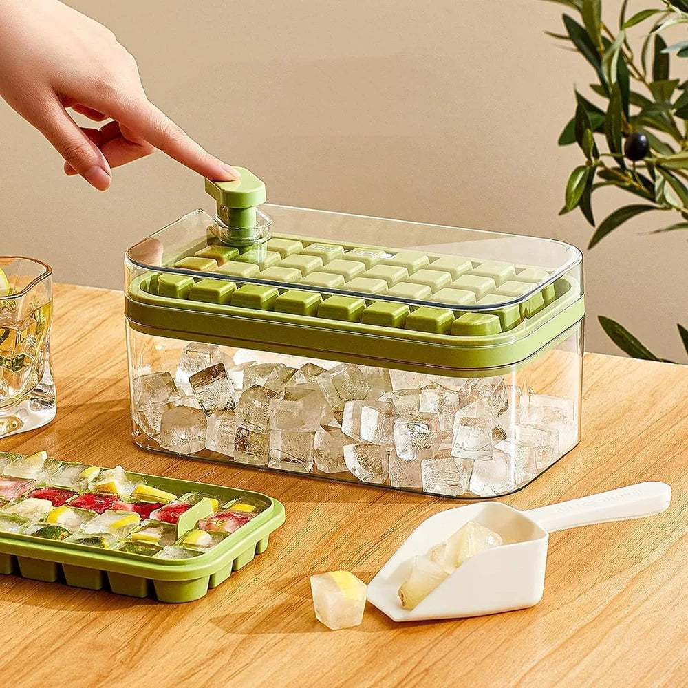 Stackable Ice Cube Tray with Storage Box & Easy Release Lid