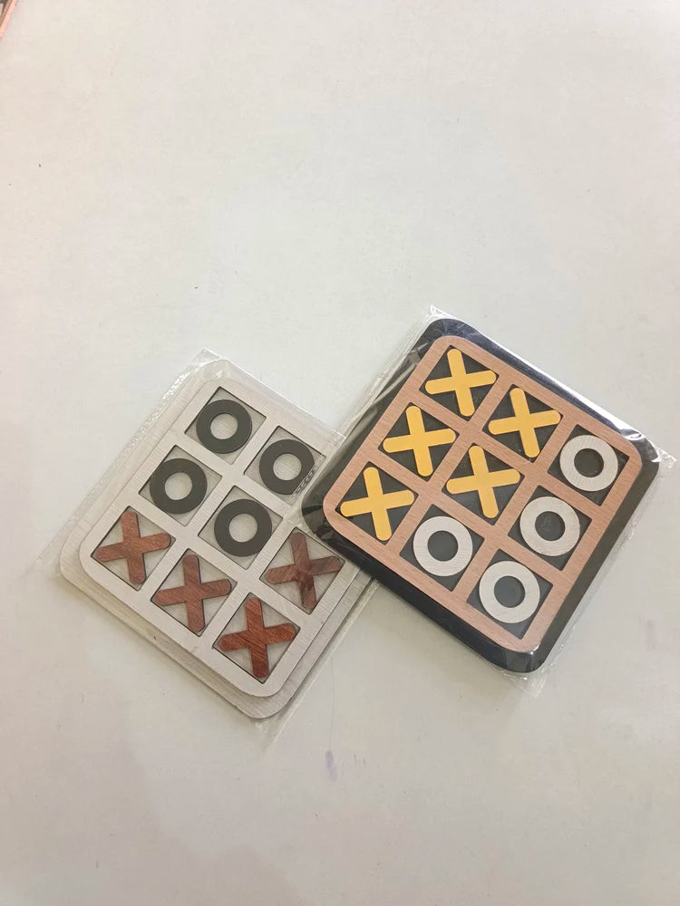 Classic Wooden Tic-Tac-Toe Board Game – Portable 2-Player Strategy Game for Kids & Adults