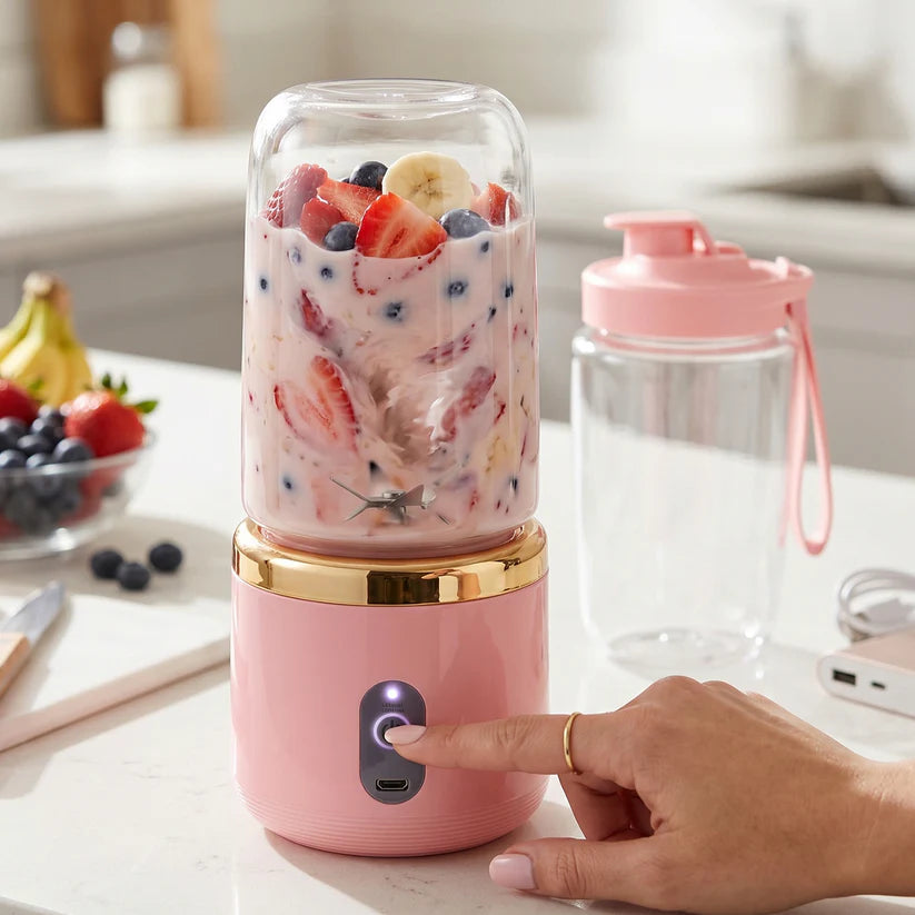 Cordless Portable Juice Blender – USB Rechargeable Personal Smoothie Maker for Travel, Office & Home