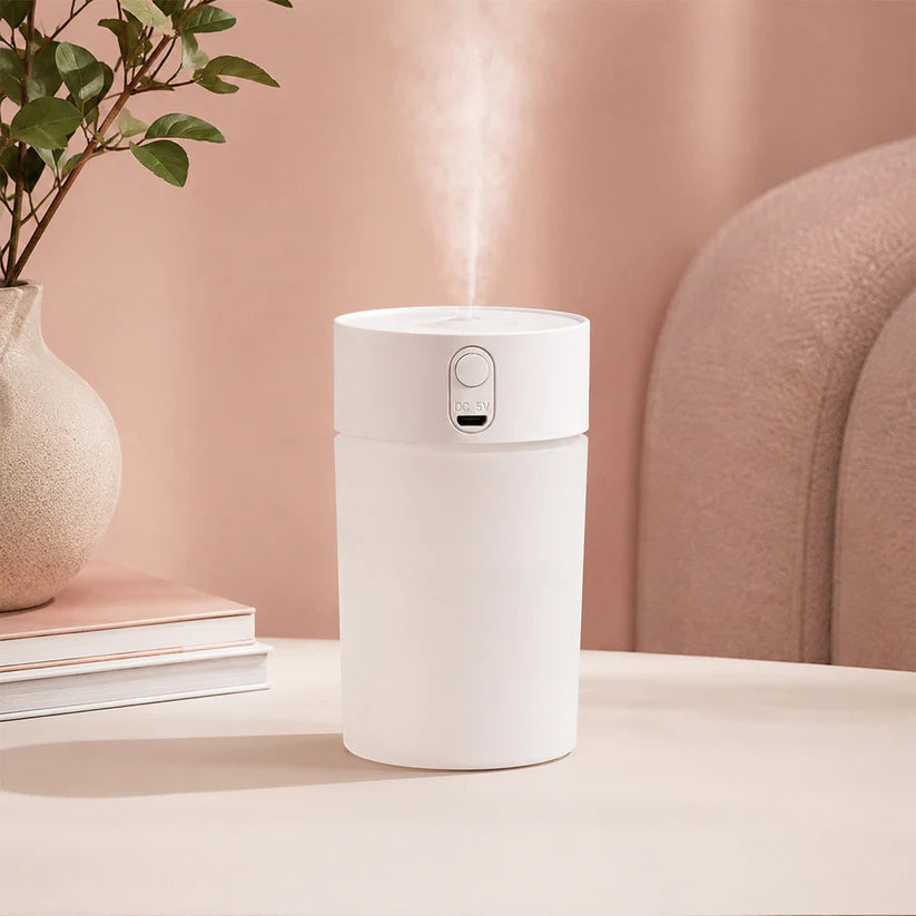 Mini USB Cool Mist Humidifier – Portable Desktop Air Diffuser with LED Night Light for Home & Office