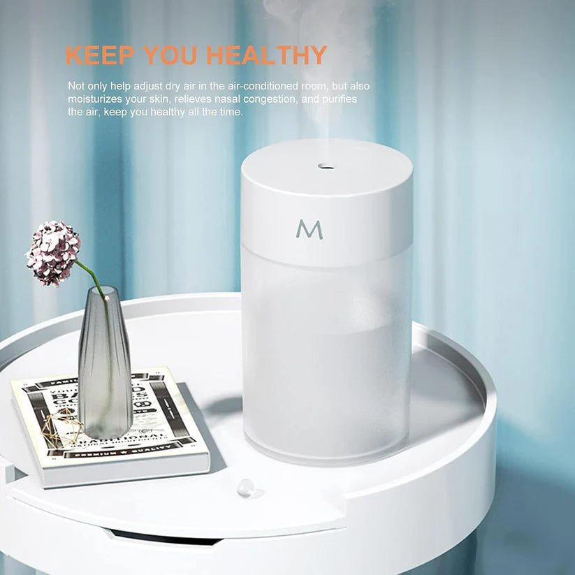 Mini USB Cool Mist Humidifier – Portable Desktop Air Diffuser with LED Night Light for Home & Office