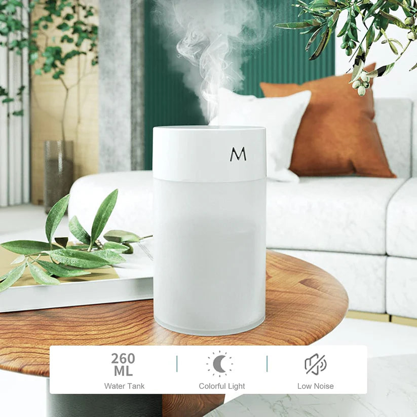 Mini USB Cool Mist Humidifier – Portable Desktop Air Diffuser with LED Night Light for Home & Office