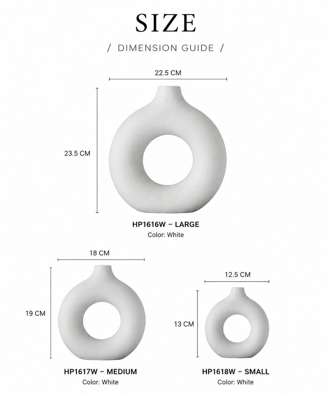 Modern Nordic Hollow Ceramic Vase – White Donut-Shaped Decorative Flower Vase for Living Room, Shelf & Home Décor