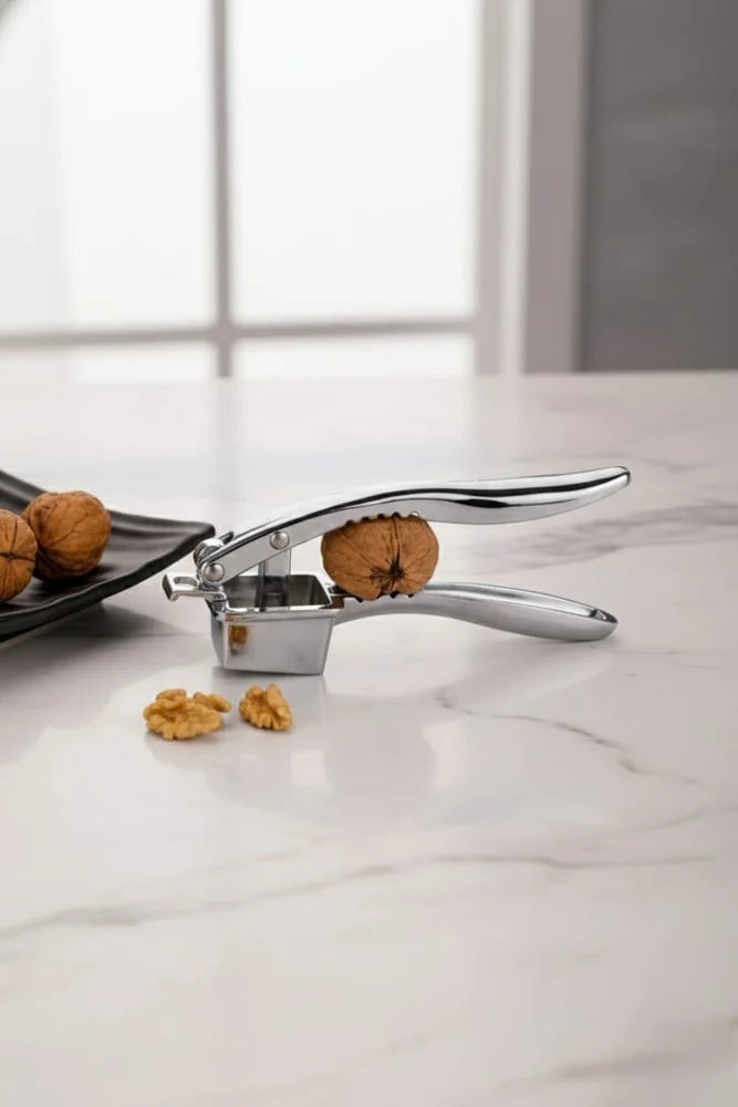 Multi-Function Garlic Crusher & Nut Cracker – Zinc Alloy Kitchen Tool with Mirror Finish