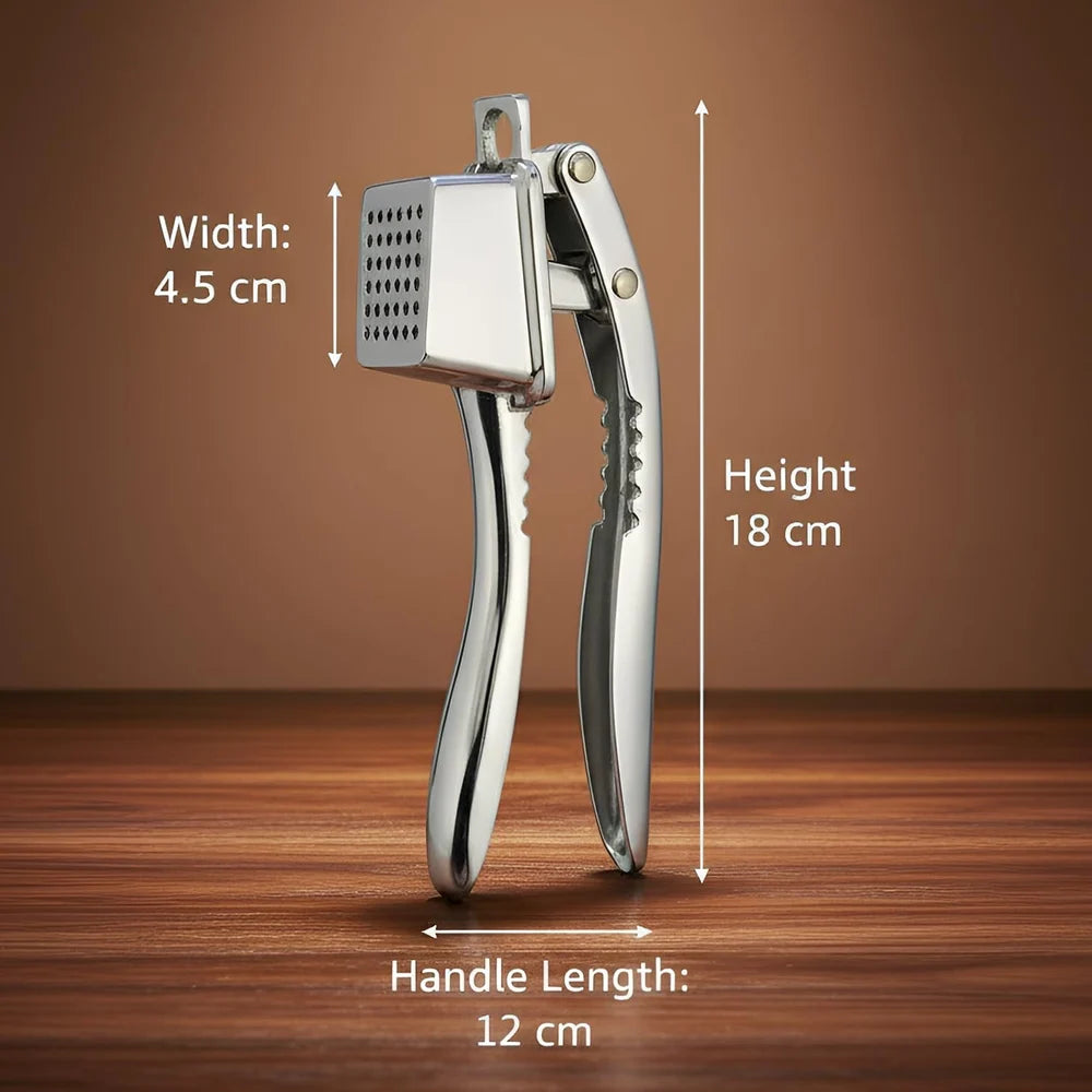 Multi-Function Garlic Crusher & Nut Cracker – Zinc Alloy Kitchen Tool with Mirror Finish