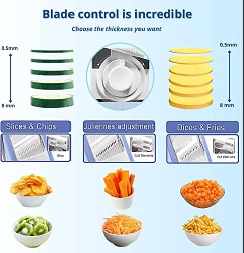 Adjustable Multipurpose Stainless Steel Mandoline Slicer with Spring Safety Holder for Fruits & Vegetables