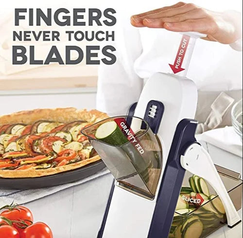 Adjustable Multipurpose Stainless Steel Mandoline Slicer with Spring Safety Holder for Fruits & Vegetables
