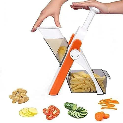 Adjustable Multipurpose Stainless Steel Mandoline Slicer with Spring Safety Holder for Fruits & Vegetables
