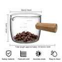 Espresso Glass Measuring Cup with Wood Handle & Pouring Spou