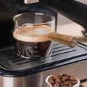 Espresso Glass Measuring Cup with Wood Handle & Pouring Spou