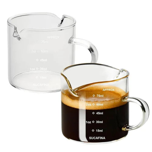 2 Pcs 75ml Espresso Shot Glass Measuring Cups Double Shot Set