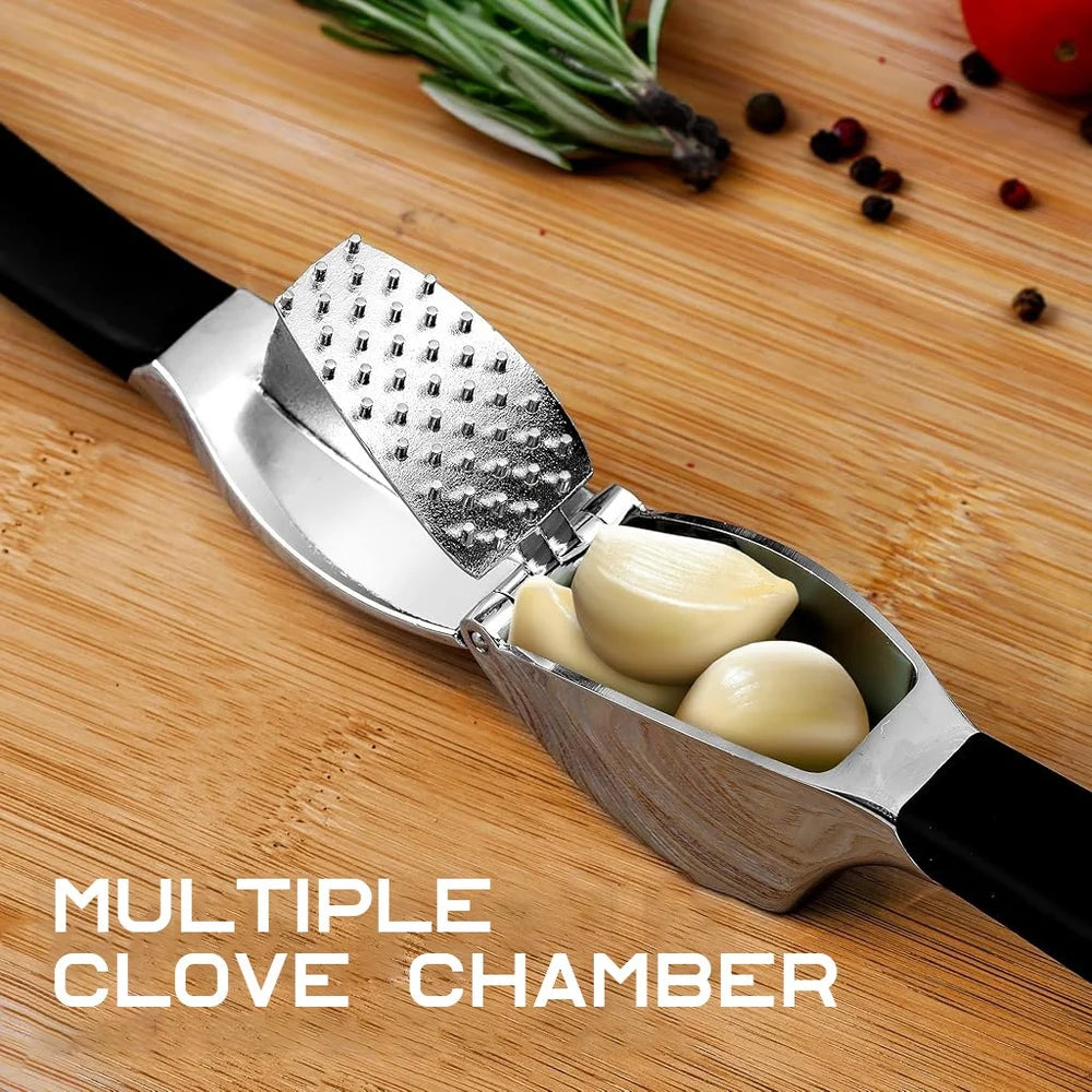 Garlic Press Mesher Set of 3 Pcs | Stainless Steel Garlic Crusher with Garlic Skin Peeler for Kitchen