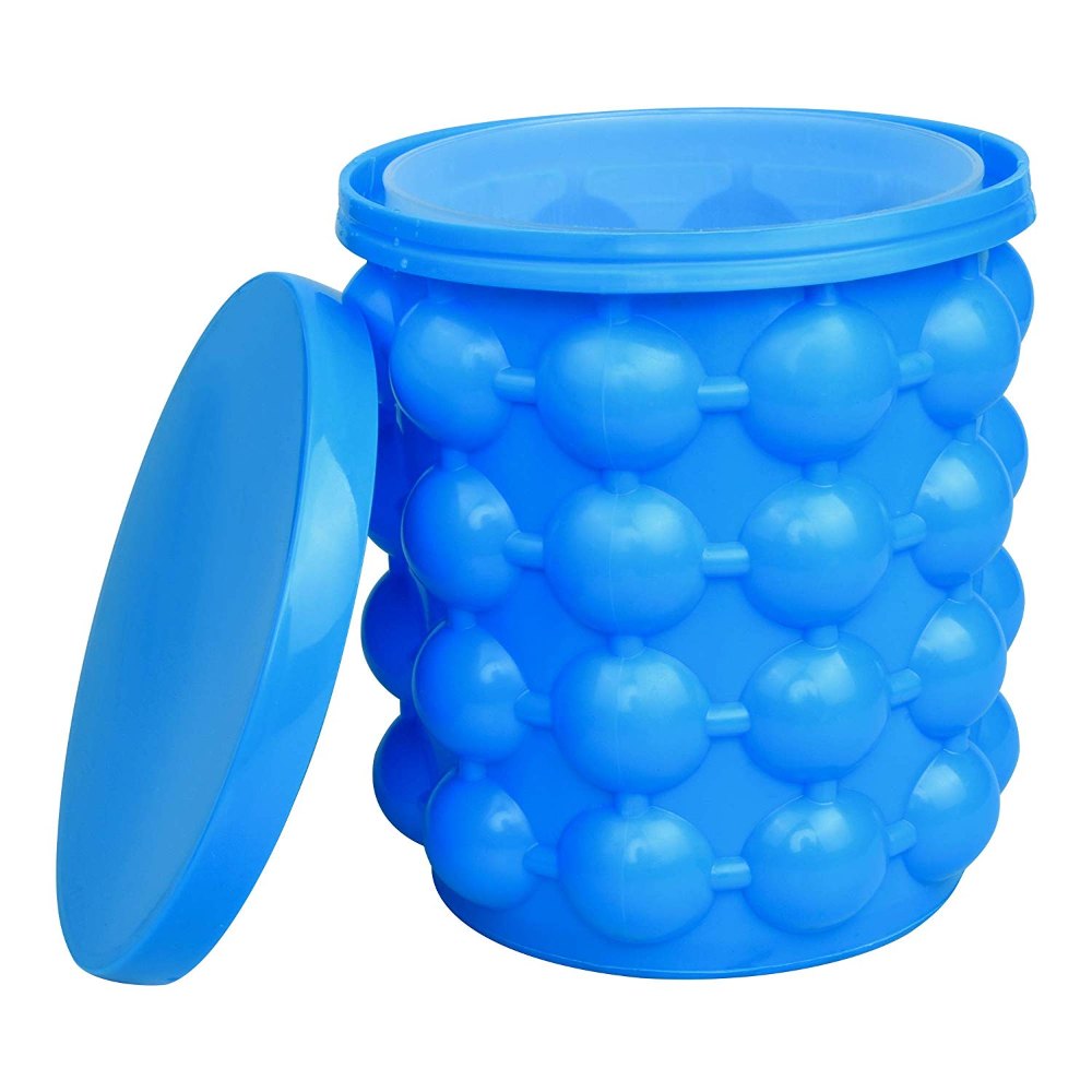2-1 Silicone Ice Bucket with Lid & Ice Cube Maker Mold