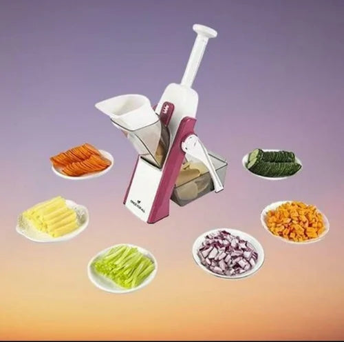 Adjustable Multipurpose Stainless Steel Mandoline Slicer with Spring Safety Holder for Fruits & Vegetables