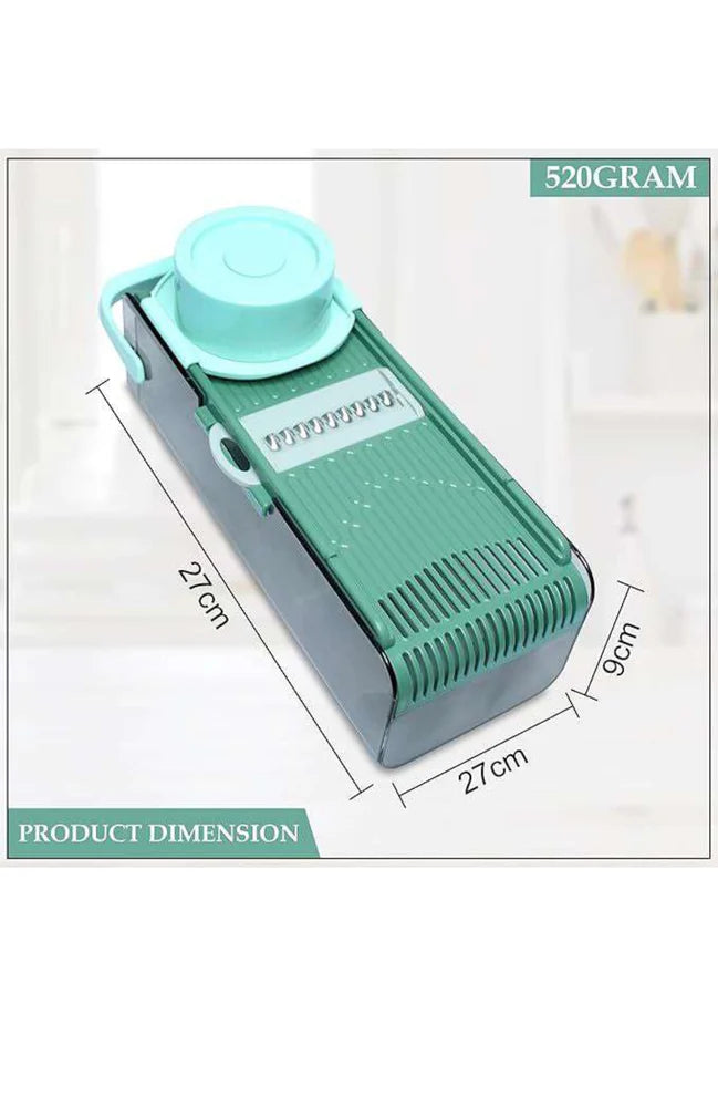 Portable Vegetable Slicer with 6 Interchangeable Blades | Multi-Function Food Slicer with Hand Guard & Storage Container
