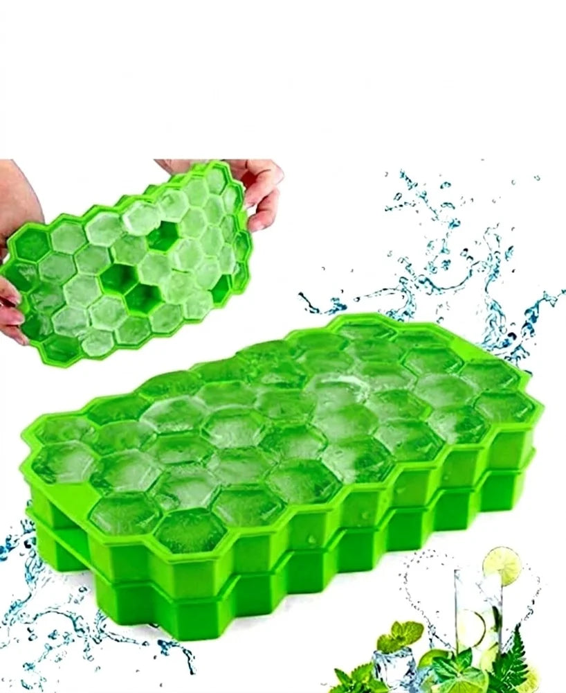 Silicone Ice Cube Tray | Flexible Food Grade Ice Mold with Lid