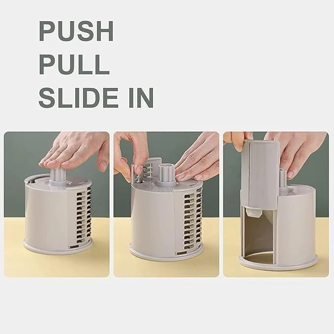 Rotary Vegetable Slicer | Round Mandoline Slicer with Interchangeable Stainless Steel Blades