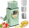 Rotary Vegetable Slicer | Round Mandoline Slicer with Interchangeable Stainless Steel Blades
