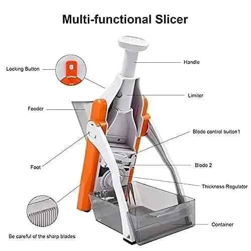 Safe Mandoline Slicer | Adjustable Vegetable & Fruit Slicer for Kitchen