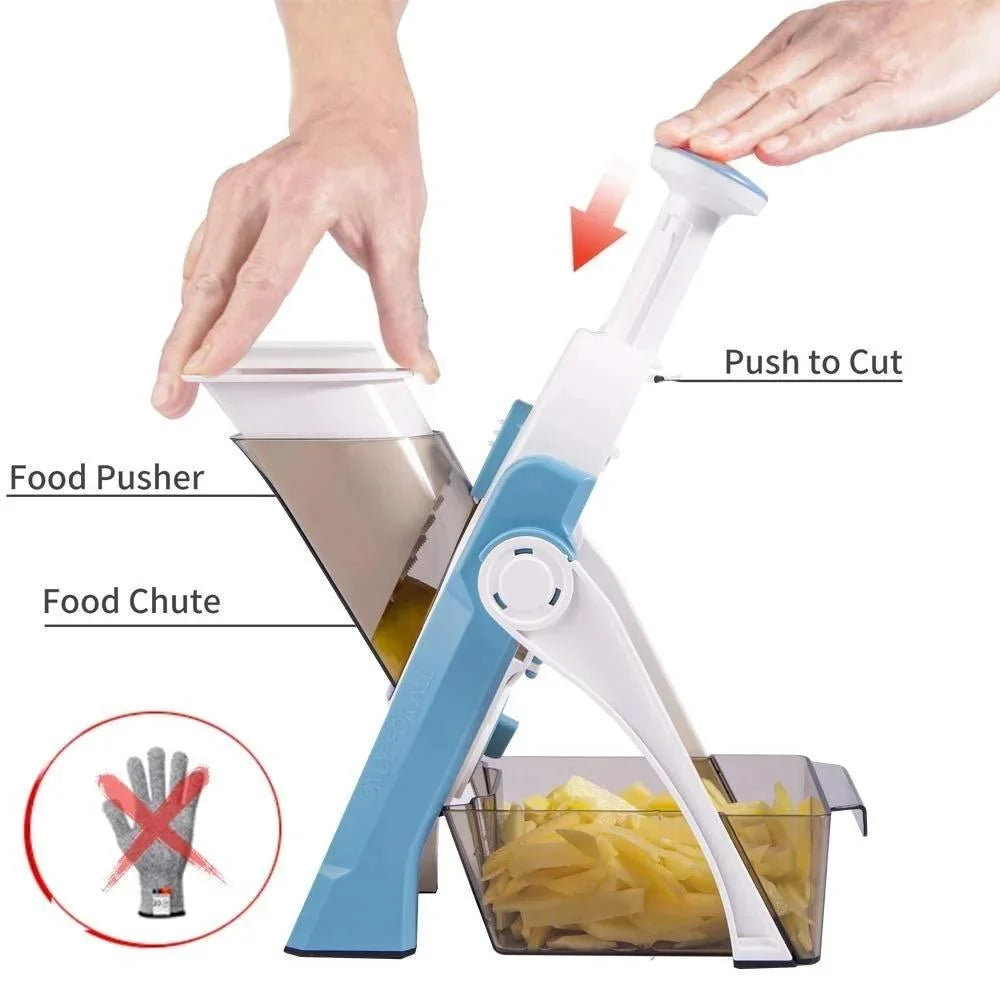 Safe Mandoline Slicer | Adjustable Vegetable & Fruit Slicer for Kitchen