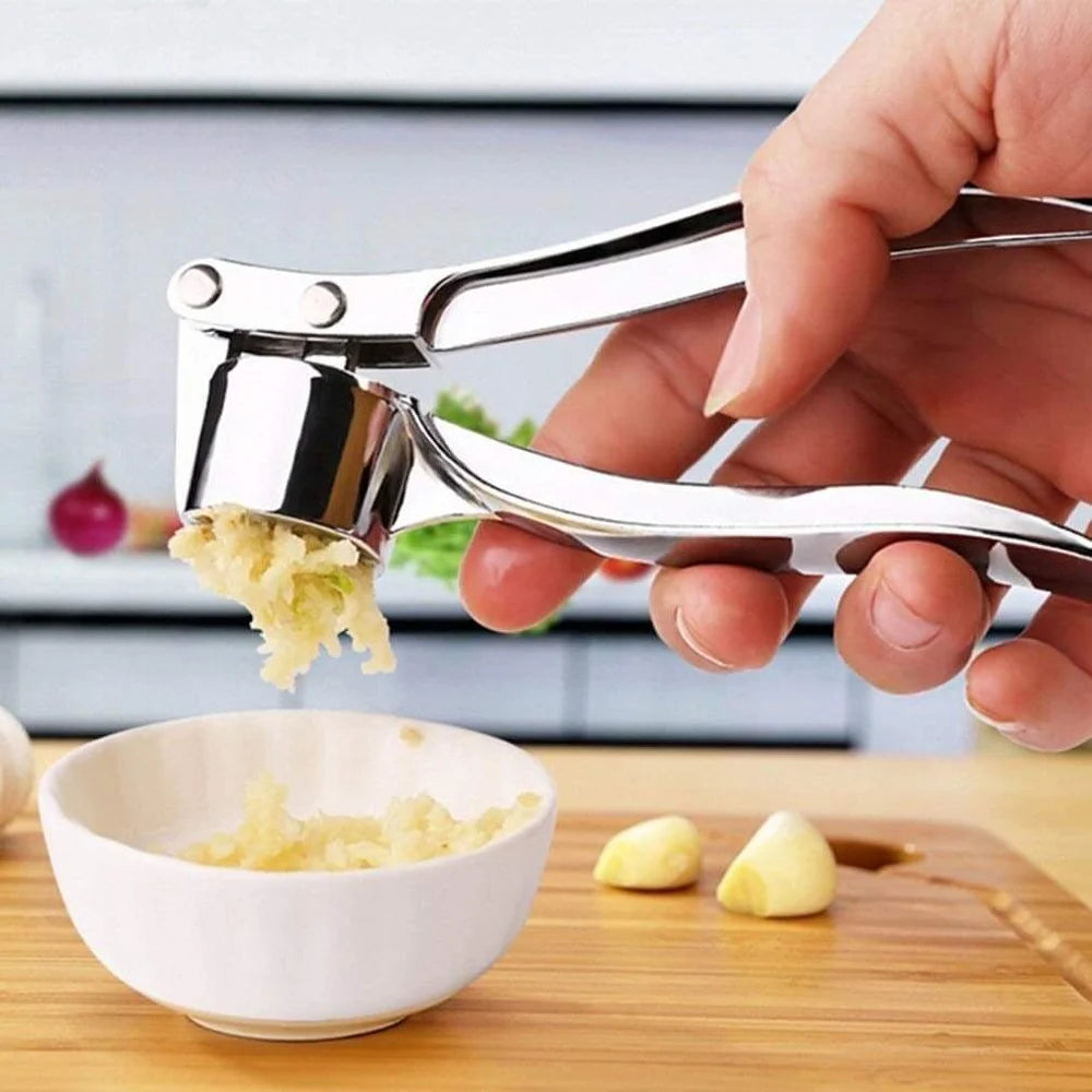Zinc Alloy Stainless Steel Garlic Crusher | Heavy Duty Manual Garlic Press for Kitchen