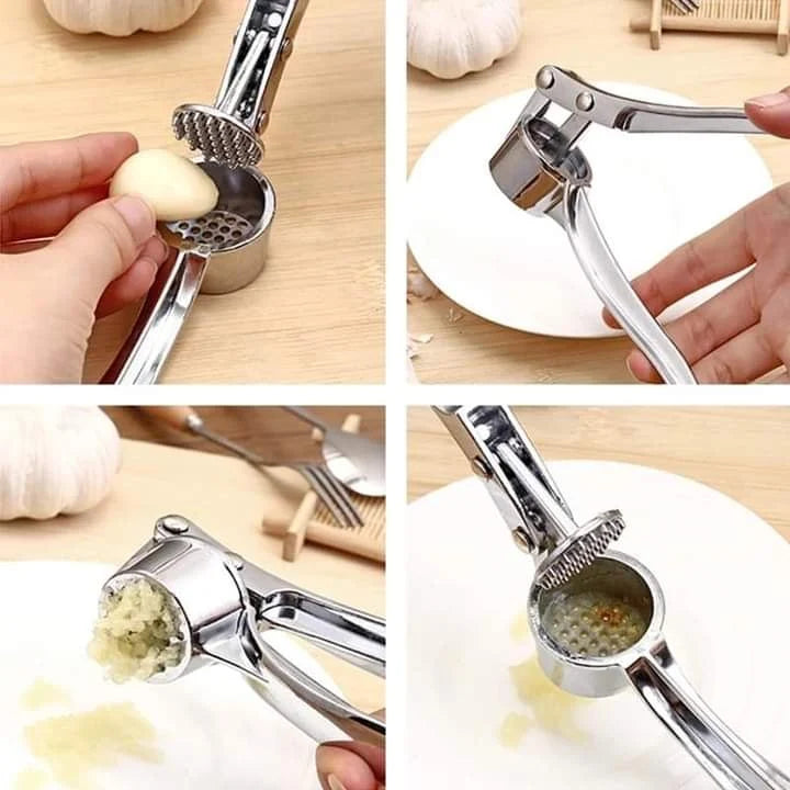 Zinc Alloy Stainless Steel Garlic Crusher | Heavy Duty Manual Garlic Press for Kitchen