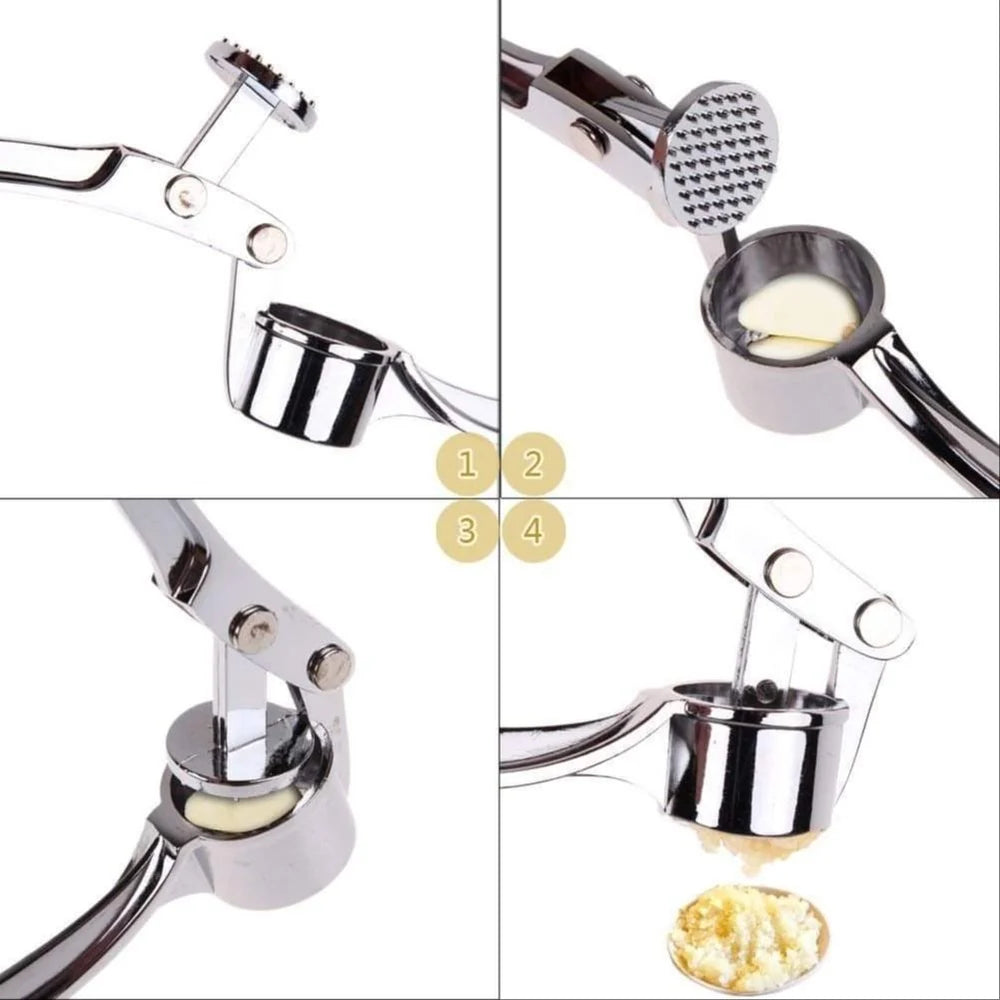 Zinc Alloy Stainless Steel Garlic Crusher | Heavy Duty Manual Garlic Press for Kitchen